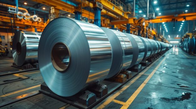 Modern Aluminum Production Machinery: A Business Concept Generative AI Blechrollen, bei denen Blech umgeformt wurde