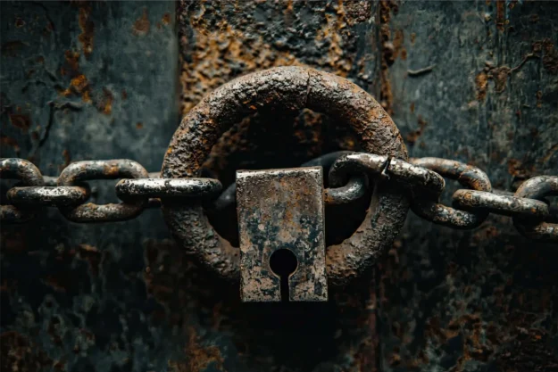 Korrossionsschutz Verrostete Kette ohne Korrosionsschutz